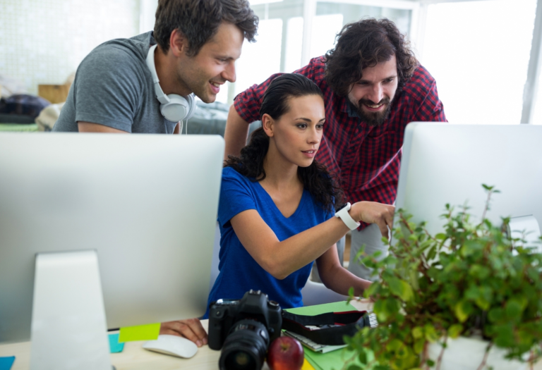 Content marketing team planning the content calendar.